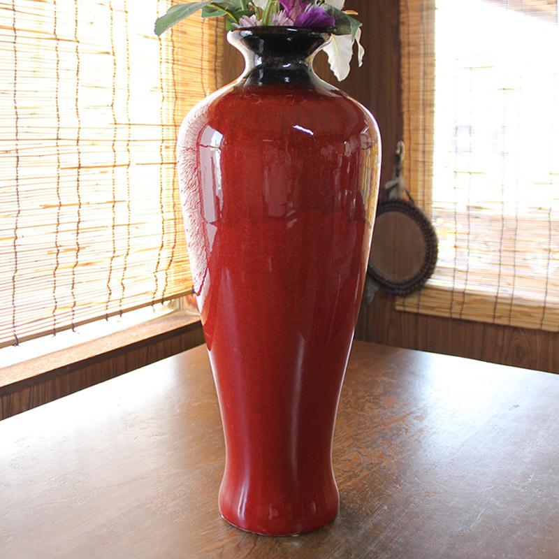 中国 赤い 花瓶