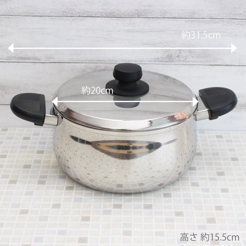 両手鍋 調理器具 なべ ナベ 鍋 3L 軽い ステンレス製 スチール鍋 IH