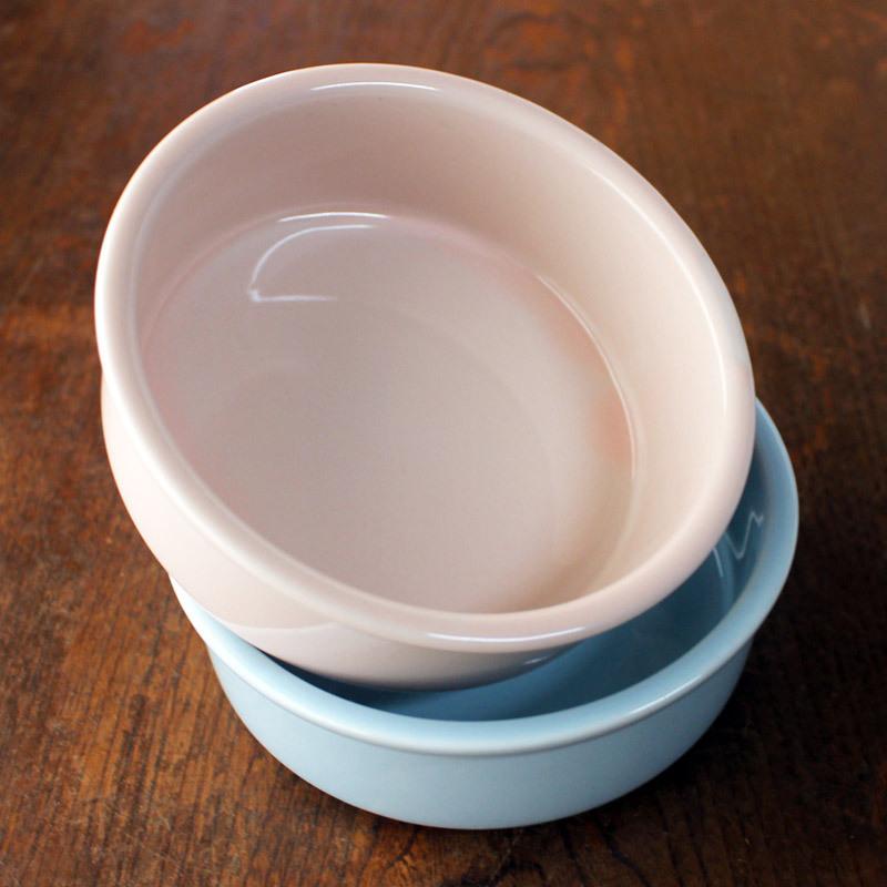 フードボウル 丸い器 浅鉢 食器 ペット 切立ボウル 水色 ブルー 陶磁器