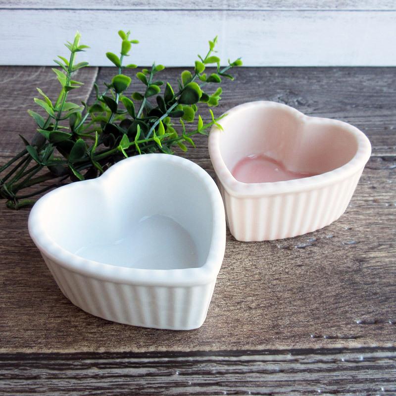 ココット 洋食器 ハート型 ホワイト ピンク スフレ ココット皿