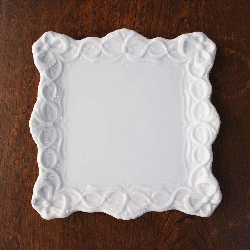 プレート 21cm スクエア 白 皿 食器 パスタ ケーキ 撮影小道具