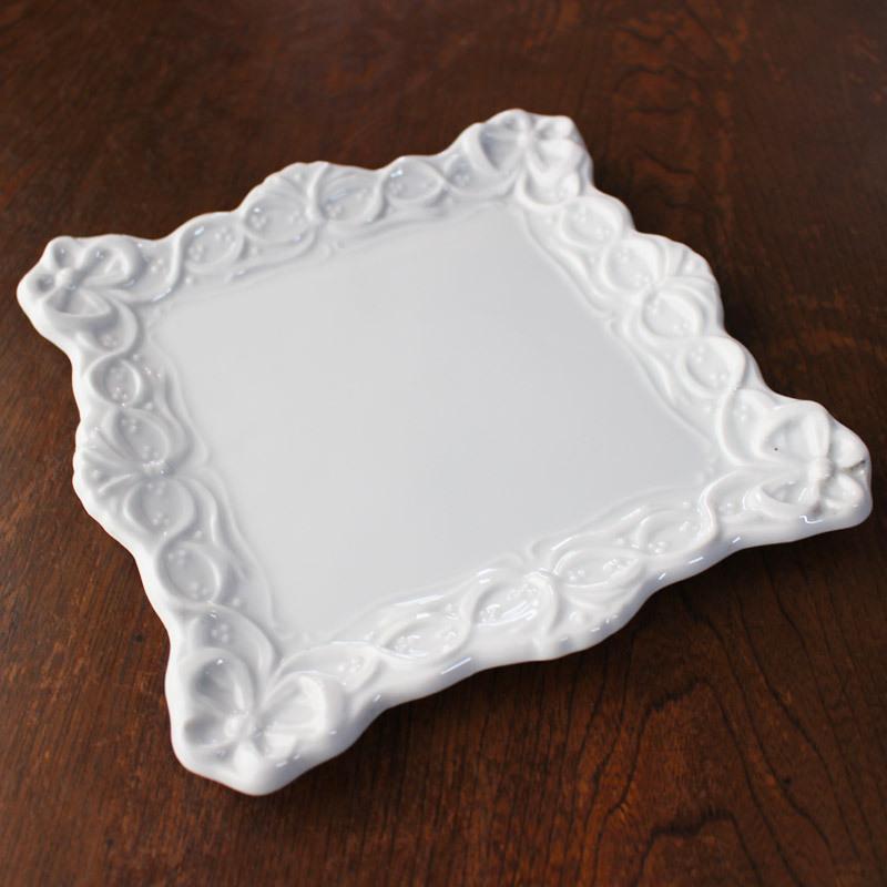 プレート 21cm スクエア 白 皿 食器 パスタ ケーキ 撮影小道具