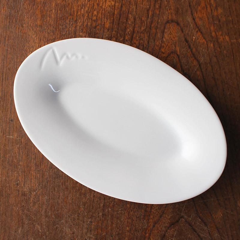 マーブル調 オーバルプレート 楕円皿 ホワイト ホワイト オーバルプレート 小 18.8cm / 白い食器 持ちやすい 洋食器