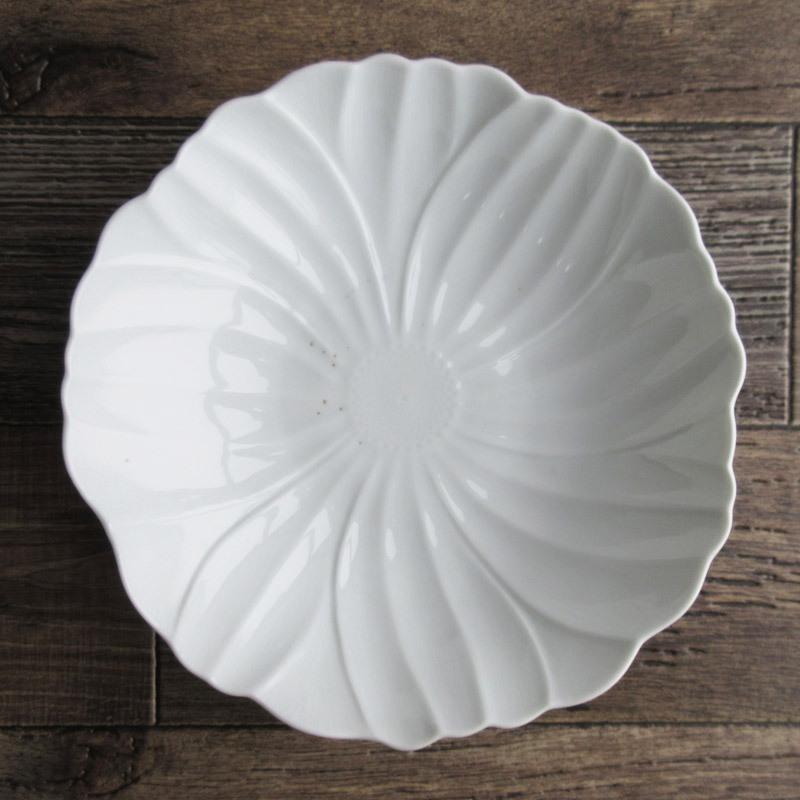 ボウル 25.5cm 洋食器 ホワイト サラダボウル 鉢 花柄 コスモス 陶磁器