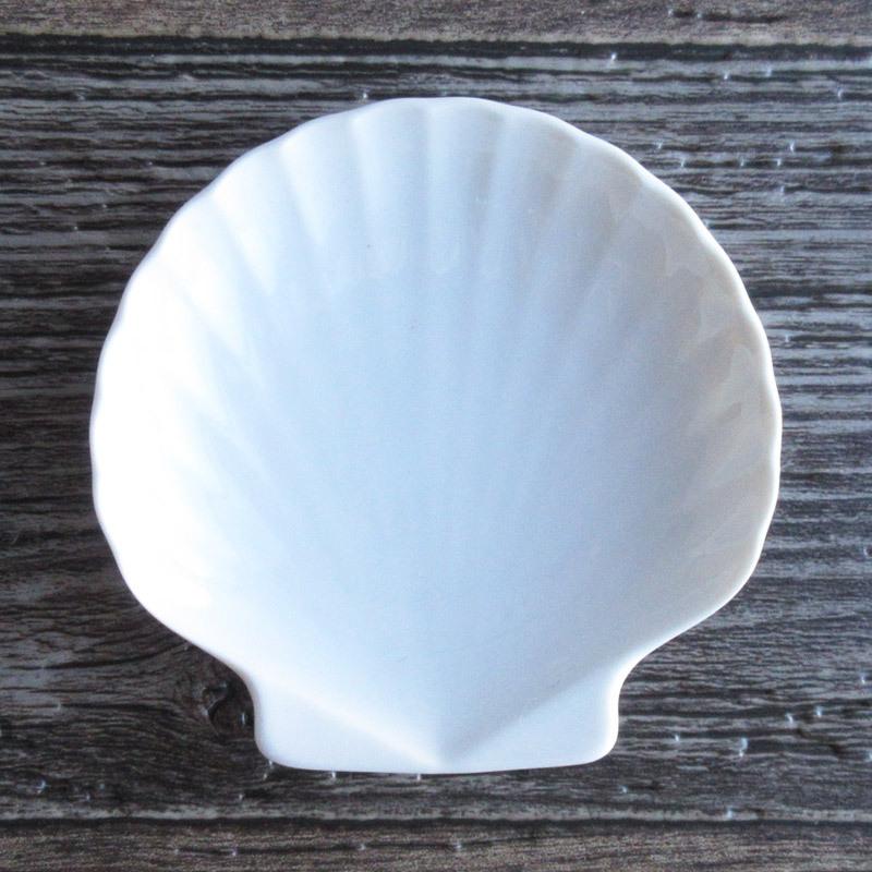 白い食器 シェル型小皿 10.4cm / ホワイト シェルプレート 貝の形 豆皿