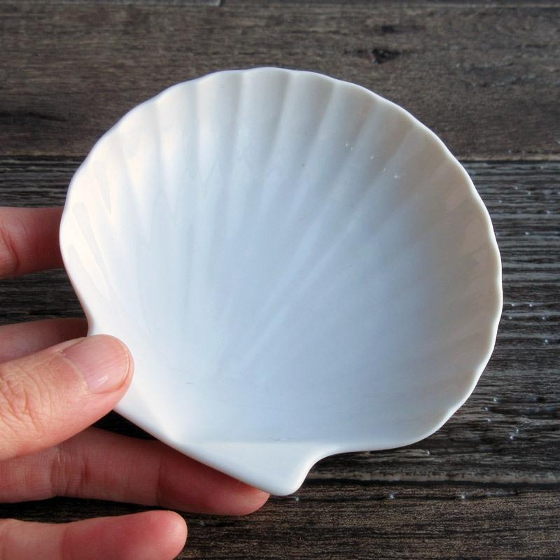 白い食器 シェル型小皿 10.4cm / ホワイト シェルプレート 貝の形 豆皿