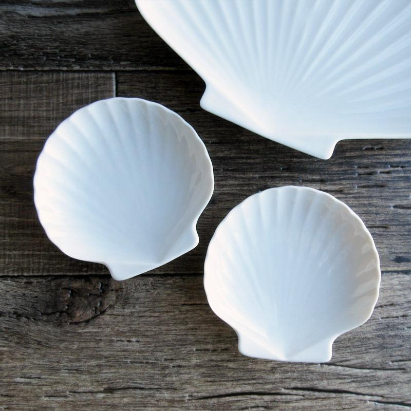 白い食器 シェル型小皿 10.4cm / ホワイト シェルプレート 貝の形 豆皿