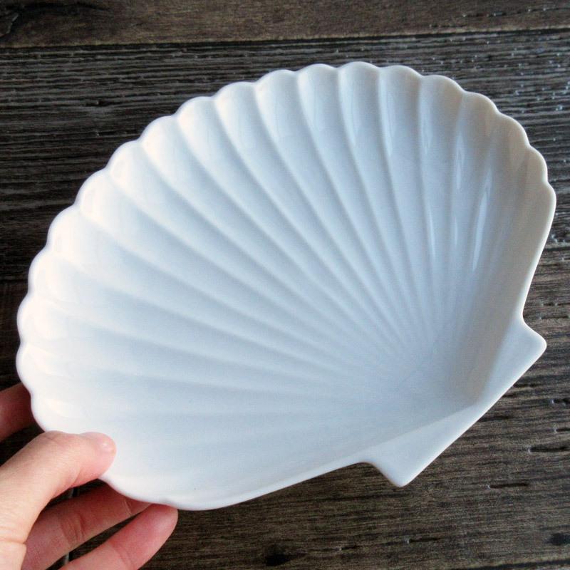 白い食器 シェル型大皿 23.3cm / ホワイト シェルプレート 貝の形 大皿
