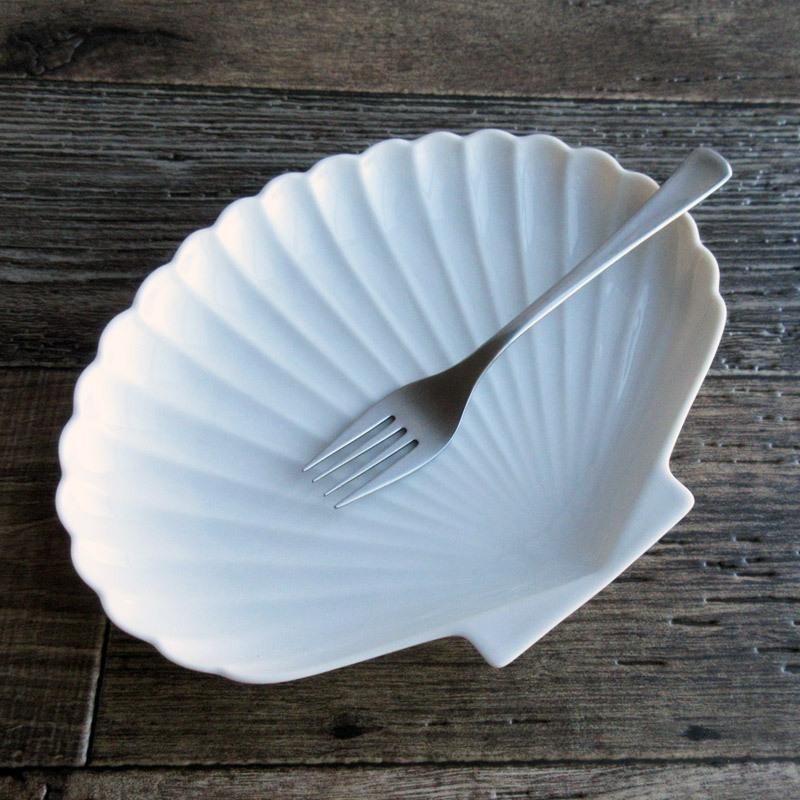 白い食器 シェル型大皿 23.3cm / ホワイト シェルプレート 貝の