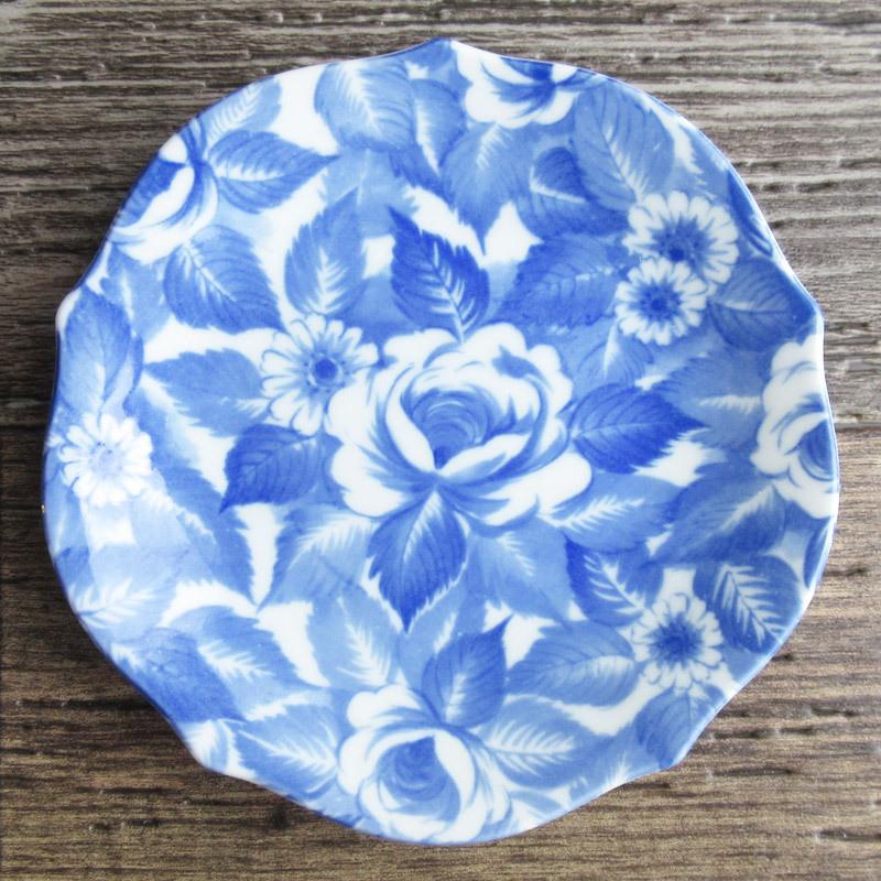 ケーキ皿 プレート 取り皿 中皿 ローズ柄 薔薇柄食器 花型 フルーツ