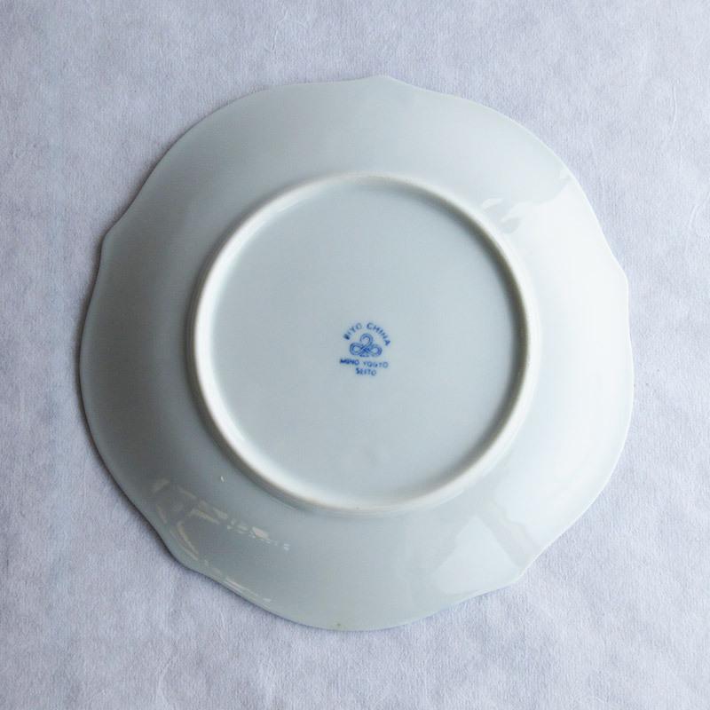 プレート 20cm 洋食器 花型 ブルー 中皿 バラ 花柄 薔薇 デザート