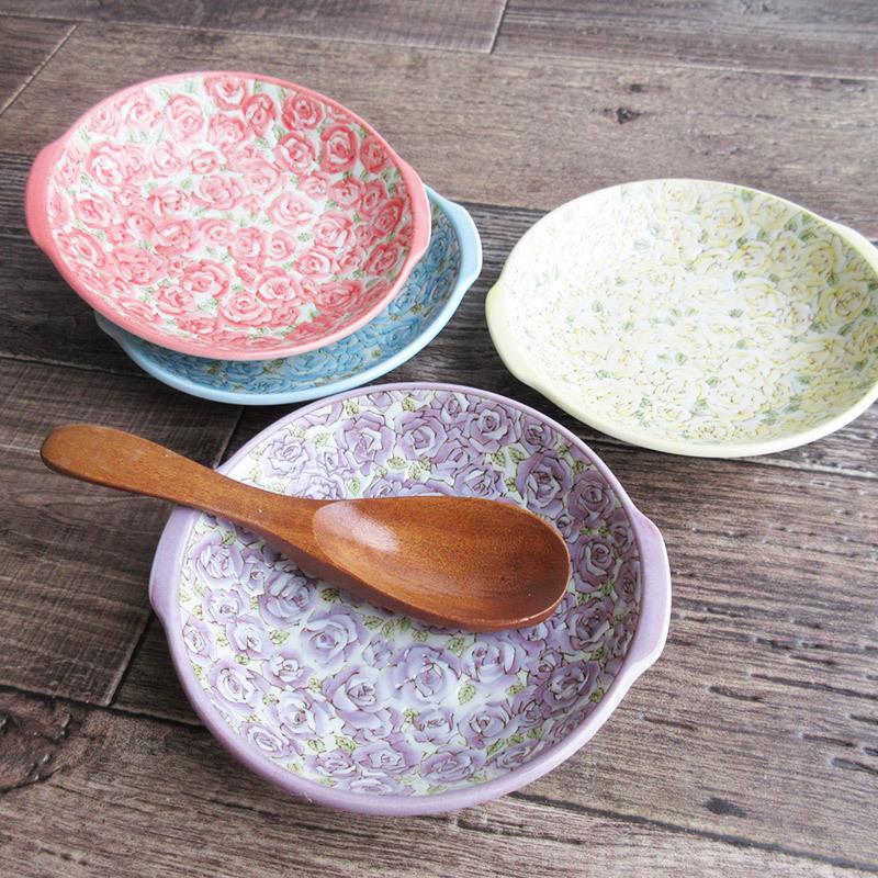 プレート 取り皿 中皿 食器 日本製 バラ柄食器 薔薇 手付き / ミニ