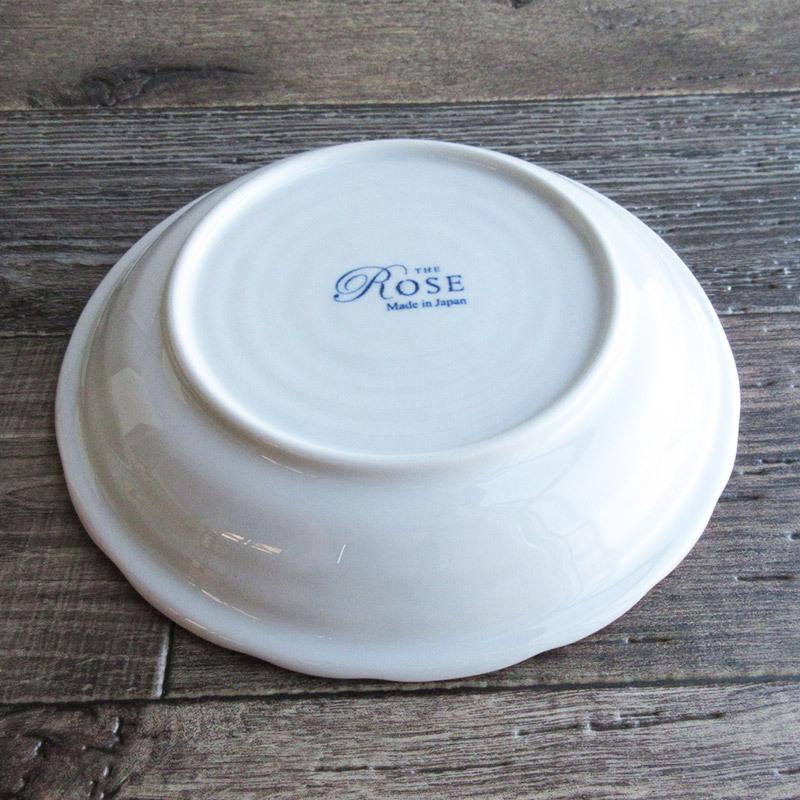 ローズ 渕フリルカレー皿（2色選択）/ バラ柄食器 薔薇 丸皿 プレート