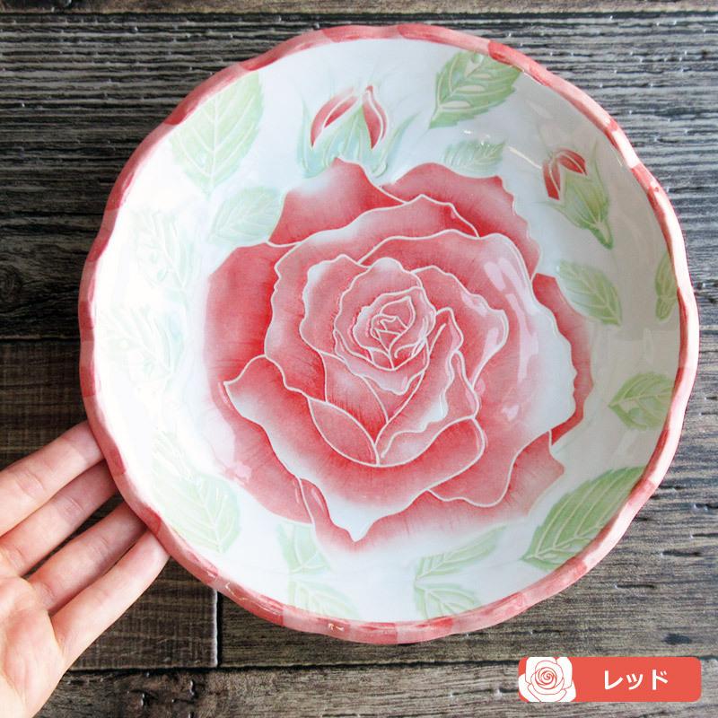 ジノリ　ローズブルー　オーバルプラター　ディーププレート　大皿　深皿　バラ　薔薇 ローズ 渕フリルカレー皿（2色選択）/ バラ柄食器 薔薇 丸皿 プレート