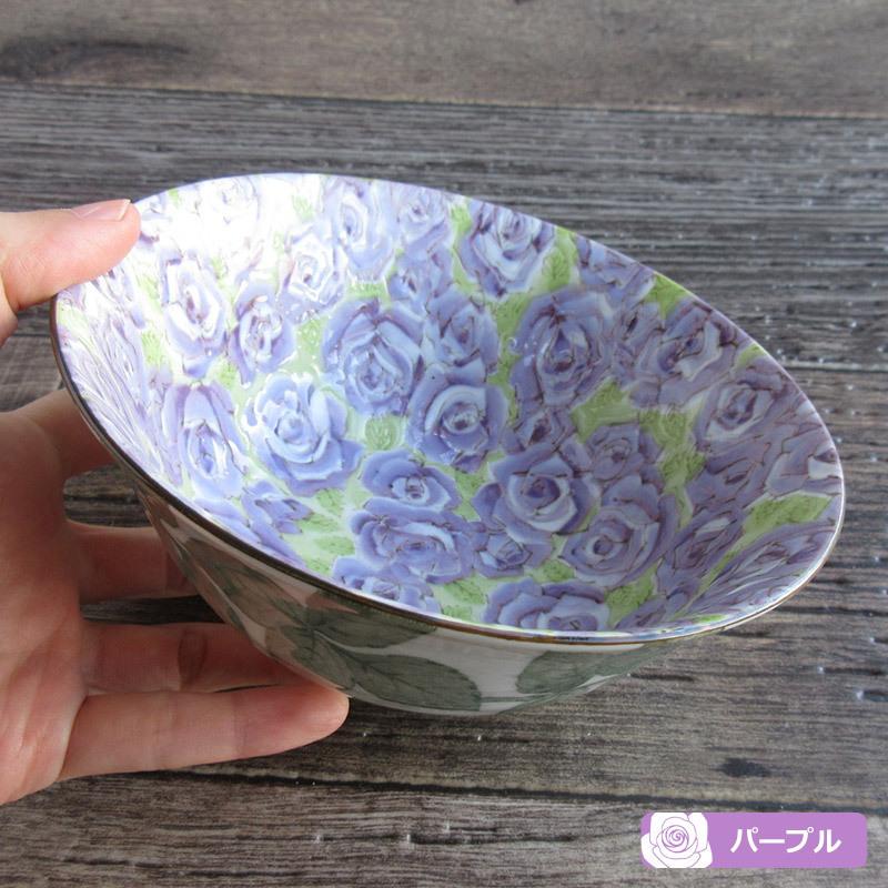 どんぶり 15cm 丼 4.8寸 茶漬碗 日本製 美濃焼 バラ柄の食器 丼ぶり