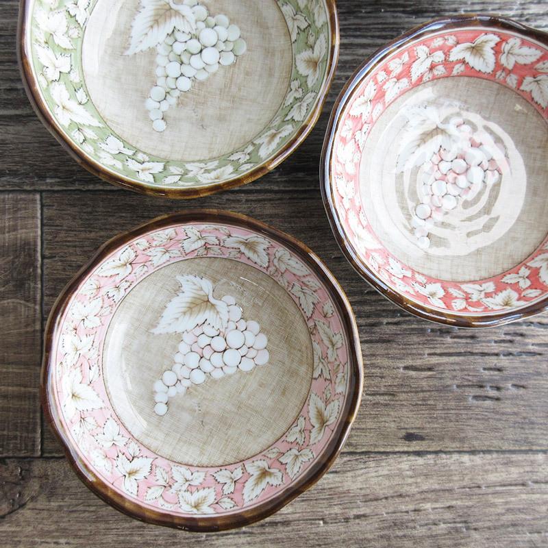 小鉢 ボウル アンティーク風 浅鉢 日本製 陶磁器 新色追加 ブドウ 葡萄