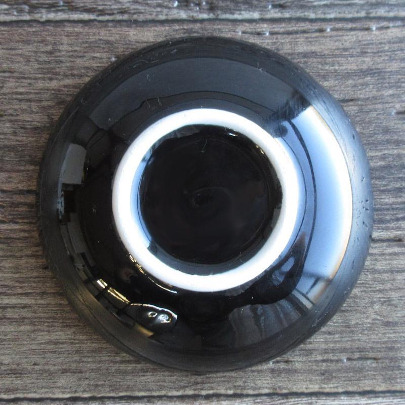 灰皿 11.5cm 喫煙具 三つ切 丸型 業務用 ブラック ツヤあり 陶器