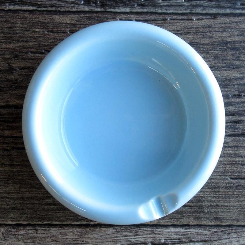 陶芸 クリーム色と青の深皿 約30cm 水色千段 灰皿 11cm / 一つ切 ブルー 丸型 業務用 丸っこい灰皿