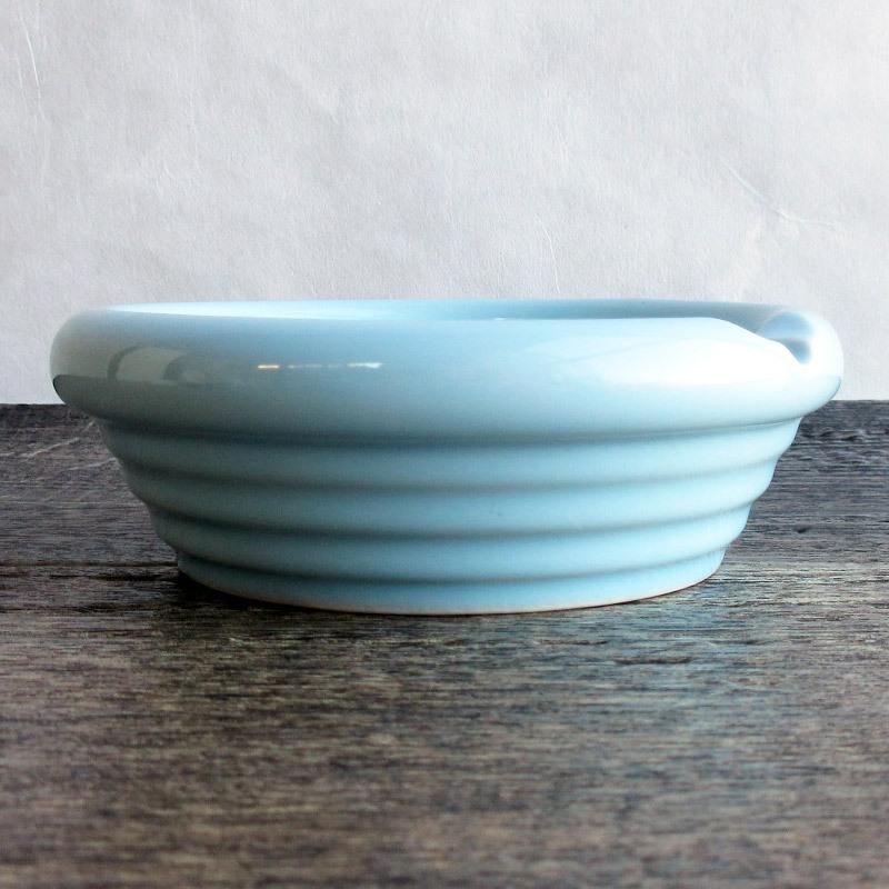 灰皿 11cm 喫煙具 一つ切 ブルー 丸型 業務用 丸っこい灰皿 ツヤ