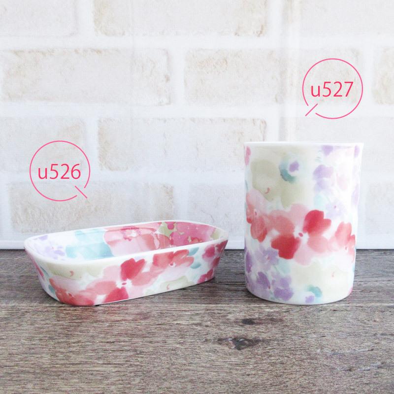 ソープディッシュ 陶器 石けんケース 石けん台 花柄 / パステル