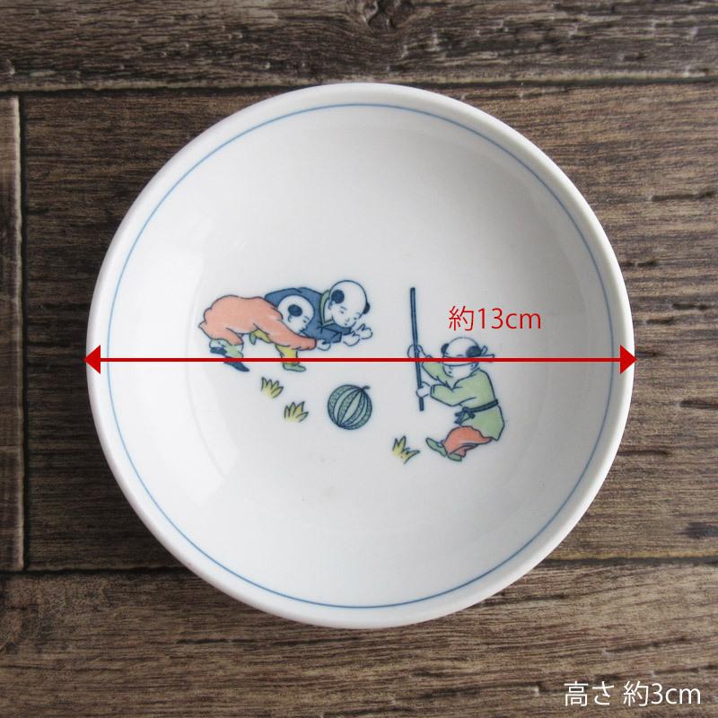 色絵 唐子童子 深小皿 13cm / 中華食器 取り皿 深皿 中皿 丸皿 使い