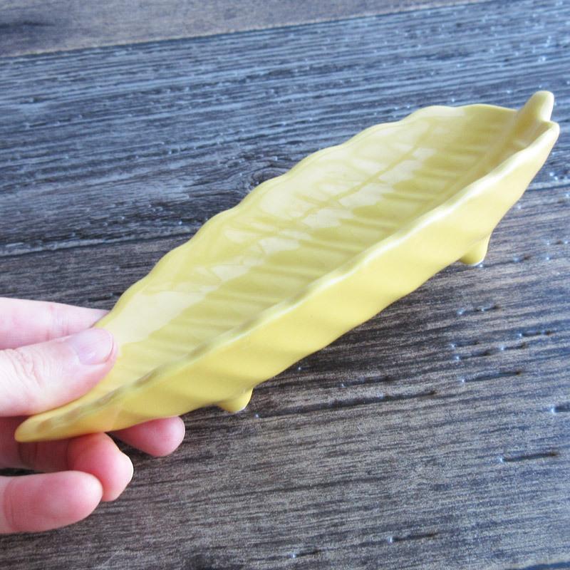 中皿 葉型皿 中鉢 変形皿 和食器 葉っぱ イエロー ホワイト オレンジ