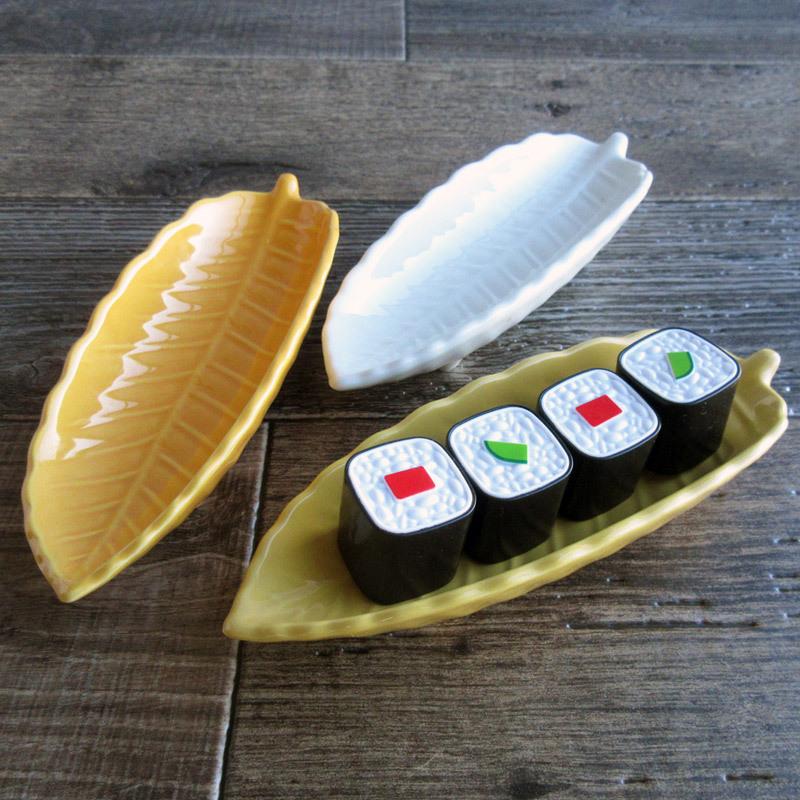 中皿 葉型皿 中鉢 変形皿 和食器 葉っぱ イエロー ホワイト オレンジ