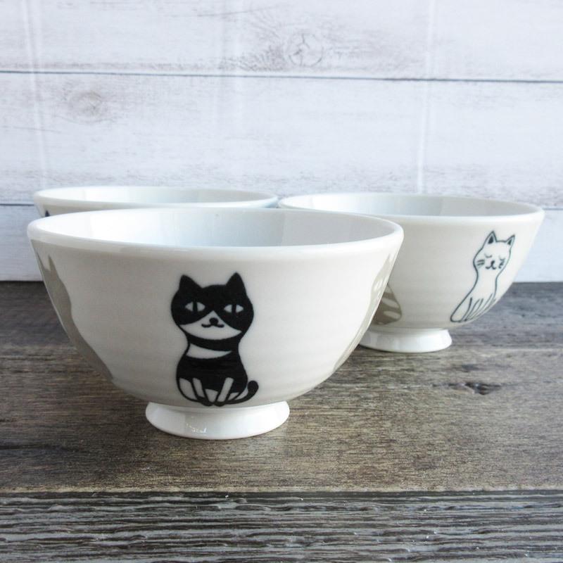 茶碗 ご飯茶碗 和食器 薄くて軽い食器 小さめサイズ 軽量食器 猫 ねこ