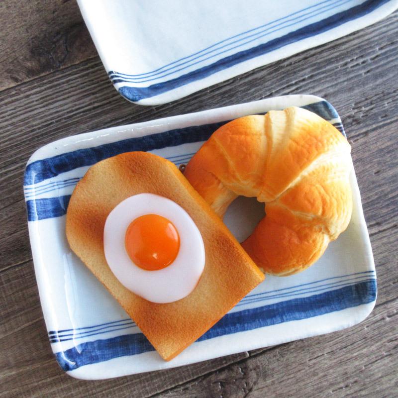 長角皿 23.7cm 和食器 焼物皿 スクエアプレート ブルー 水色 紺色