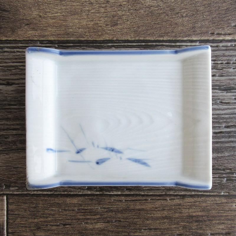 長角皿 のり皿 海苔皿 木目調 ブルー 水色 付出 刺身皿 焼き物皿