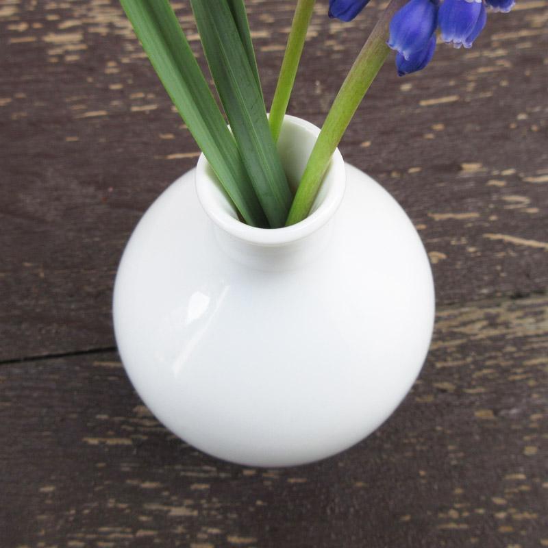一輪挿し 花瓶 陶器 ミニ 白 丸い おしゃれ インテリア / 白い丸首