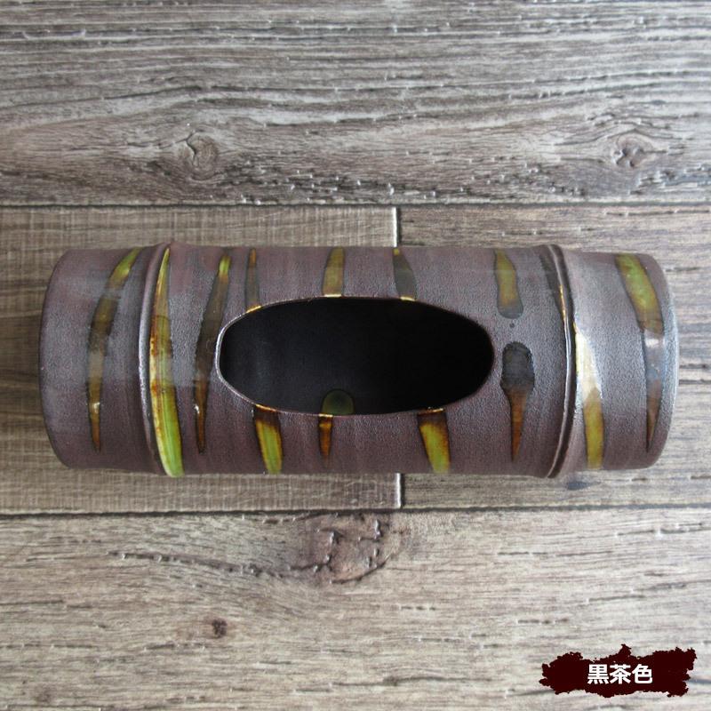 茶色 陶器 円筒形 花瓶 pg-27097_2.jpg