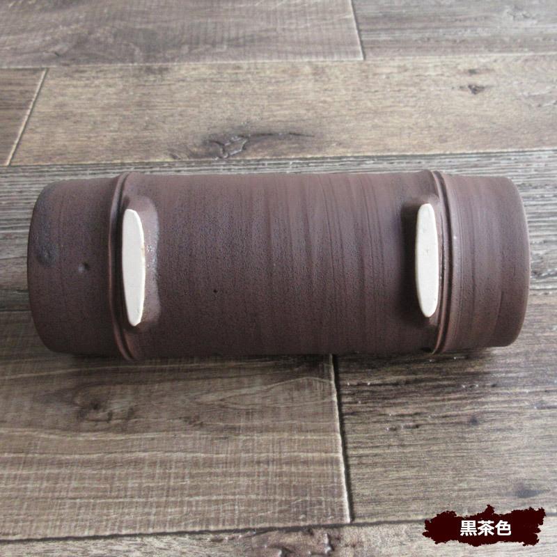 茶色 陶器 円筒形 花瓶 pg-27097_2.jpg