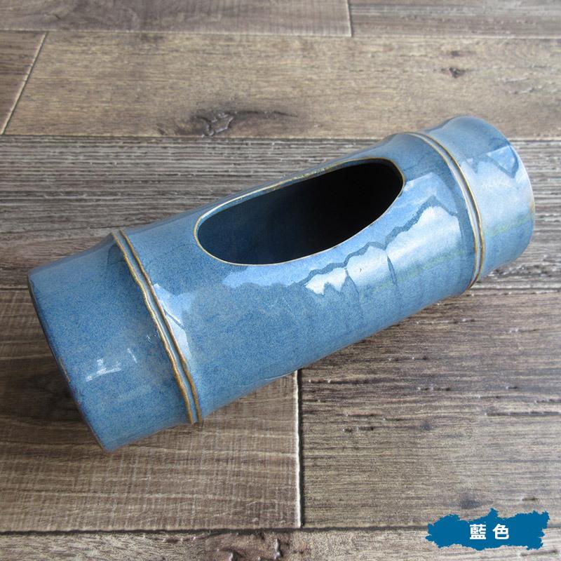 竹模様の陶器花瓶 花瓶 陶器 寸胴花瓶 青磁竹節 美濃焼 業務用 フラワーベース