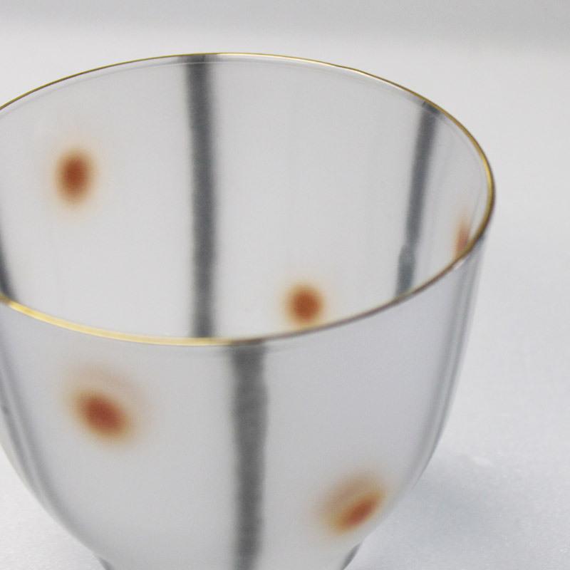 ぼかしストライプ&ドット 冷茶グラス / すりガラス スリガラス