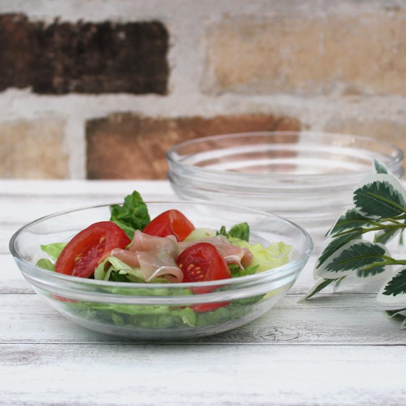 ガラス製 浅型サラダボウル 15cm / ガラスボウル デザート