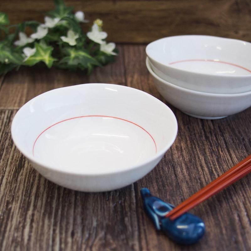 赤ライン 小鉢 Φ12cm / 和食器 白 ホワイト ボウル デザートボウル
