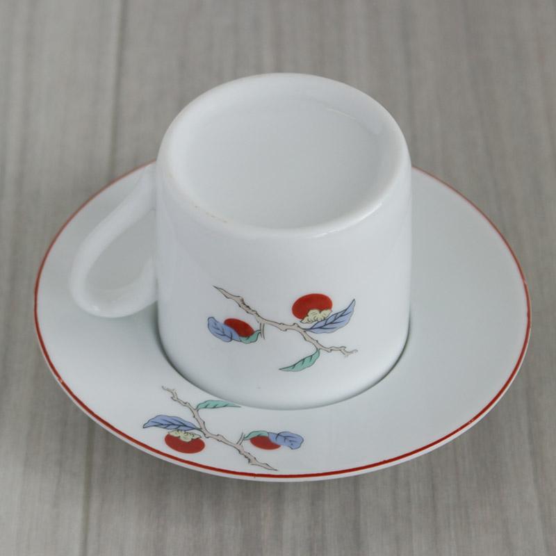 カップ&ソーサー 洋食器 柿右衛門写し 柿の木 赤絵 和風 デミタス