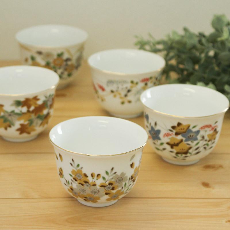 季節の草花 反り煎茶（5柄選択・1個売り） / 煎茶碗 煎茶 湯飲み 茶器 
