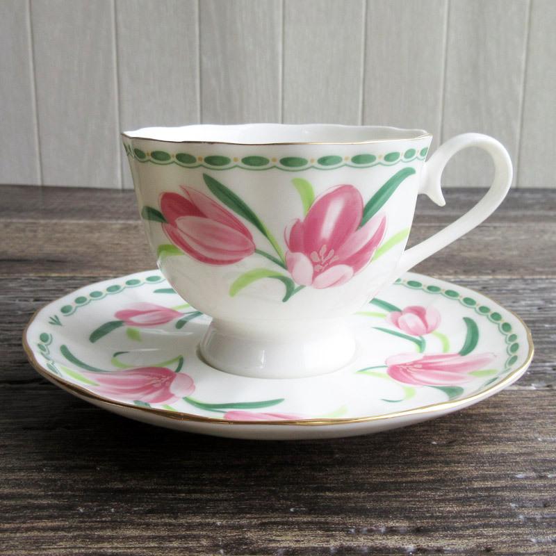 カップ＆ソーサー 食器 おしゃれ 花柄 高台 ティーカップ オシャレ