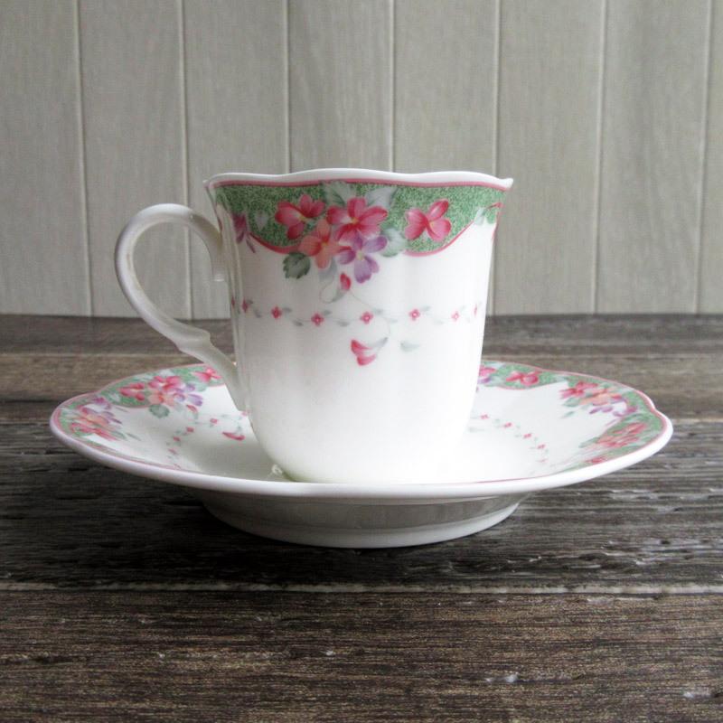 HOYA ピンク小花柄 カップ＆ソーサー / ホヤ 保谷 コーヒーカップ 花柄