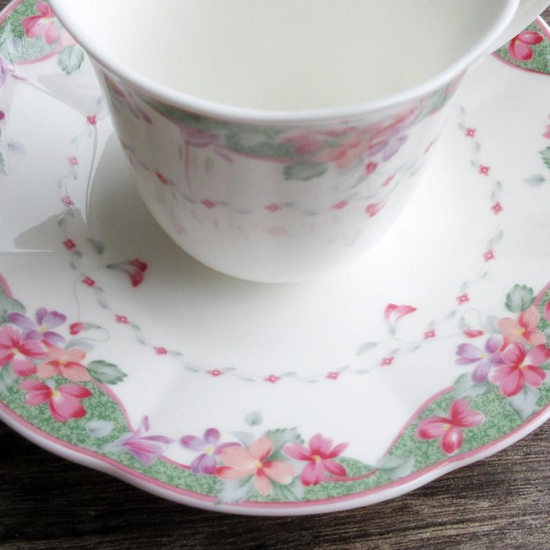 HOYA ピンク小花柄 カップ＆ソーサー / ホヤ 保谷 コーヒー