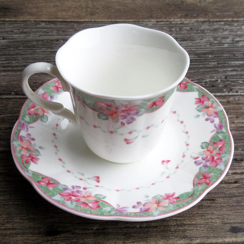 HOYA ピンク小花柄 カップ＆ソーサー / ホヤ 保谷 コーヒーカップ 花柄