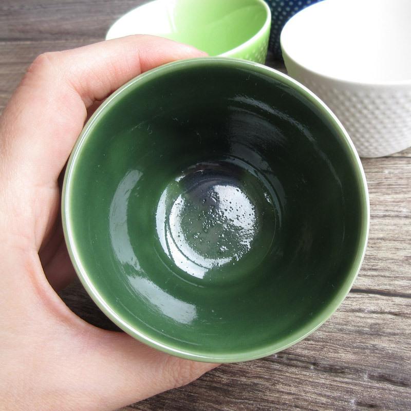 ミニカップ そば猪口 蕎麦ちょこ 水玉模様 カーキ ネイビー ホワイト