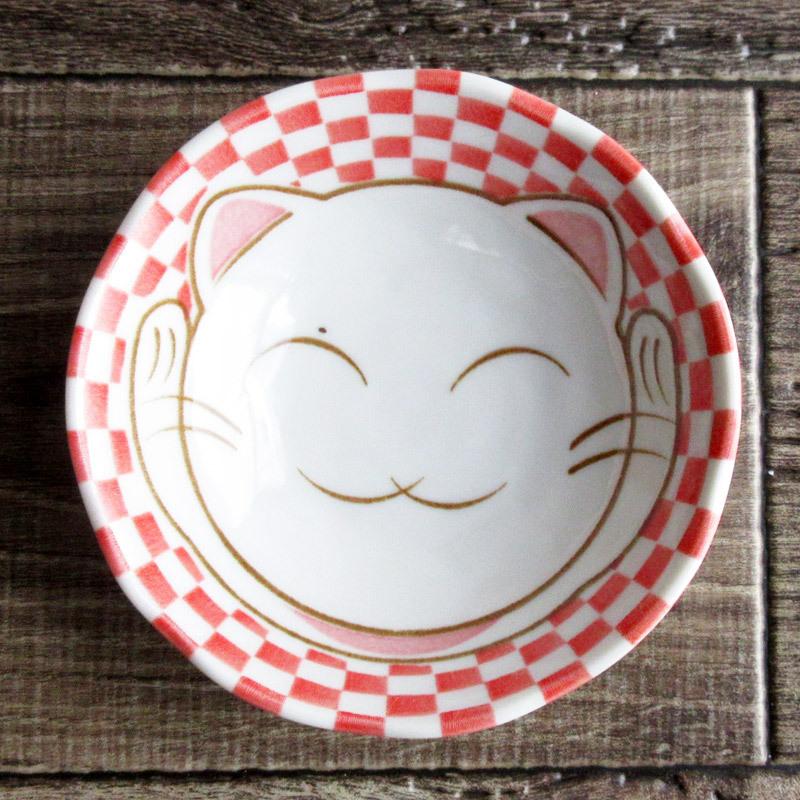 稀少 備前焼 招き猫図 皿 銘有 昭和レトロ 小鉢 ボウル 和食器 招き猫 ネコ ねこ 猫柄の食器 風水 縁起物