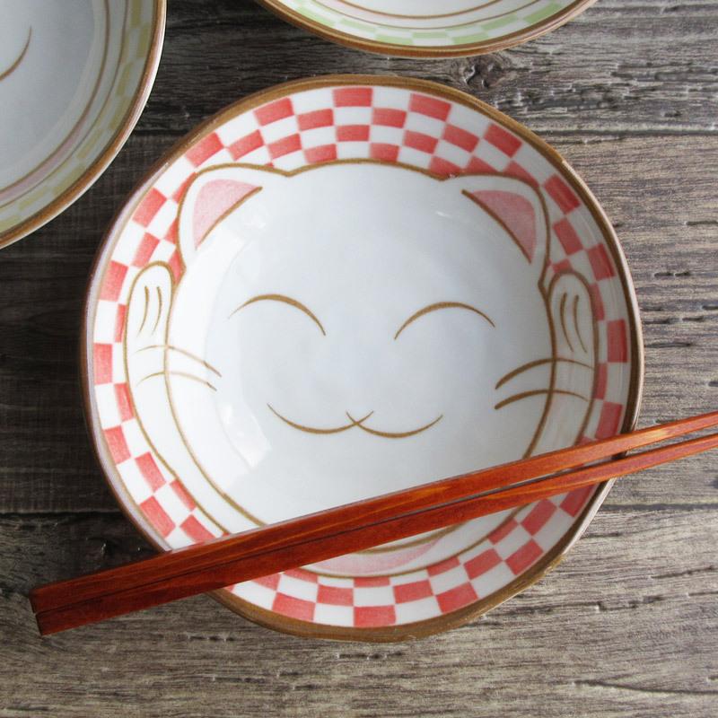 中鉢 和食器 猫柄の食器 ネコ 招き猫 サラダボウル 和風 風水 縁起物