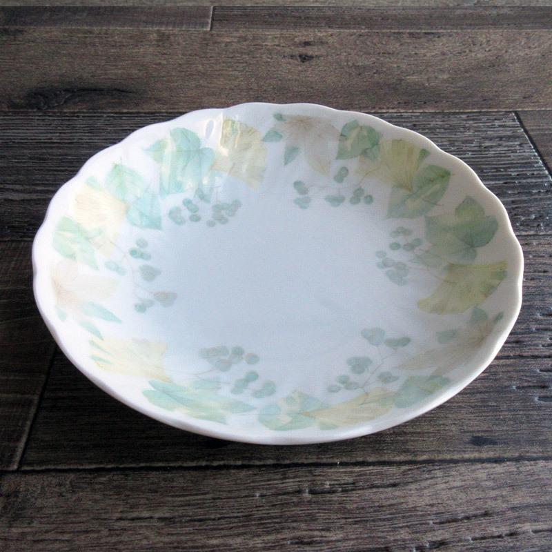 イチョウ柄 大浅鉢 21cm / 銀杏 いちょう 皿 葉っぱ ナチュラル 葉