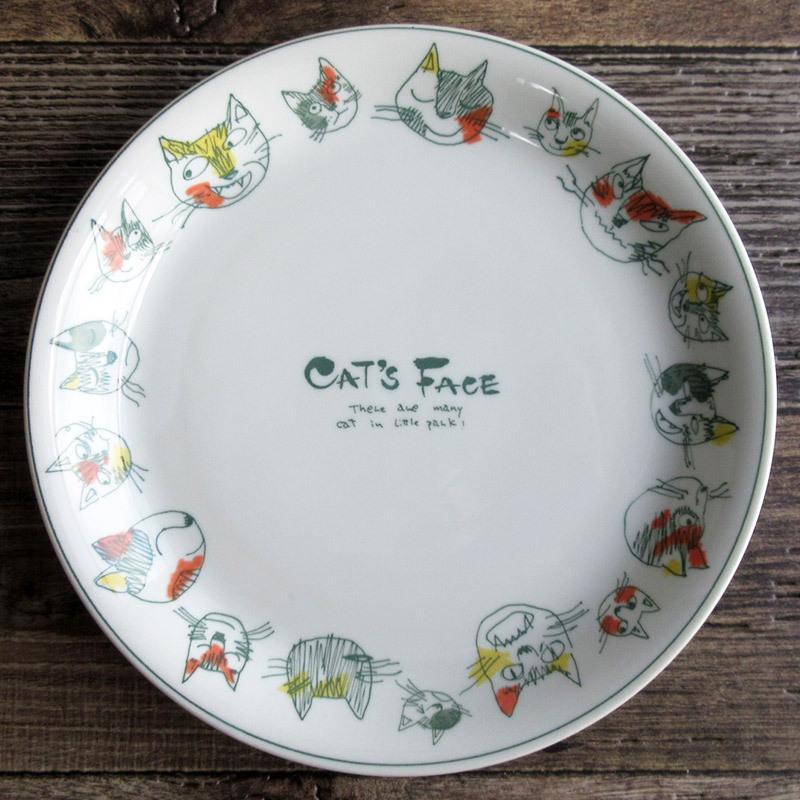 CAT'S FACE 大皿 24.8cm / ネコ柄食器 猫 ねこ ネコの顔 パスタ皿