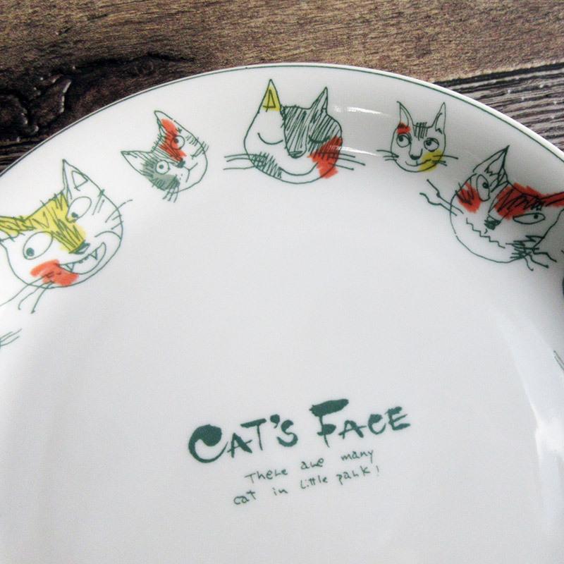 CAT'S FACE 大皿 24.8cm / ネコ柄食器 猫 ねこ ネコの顔 パスタ皿