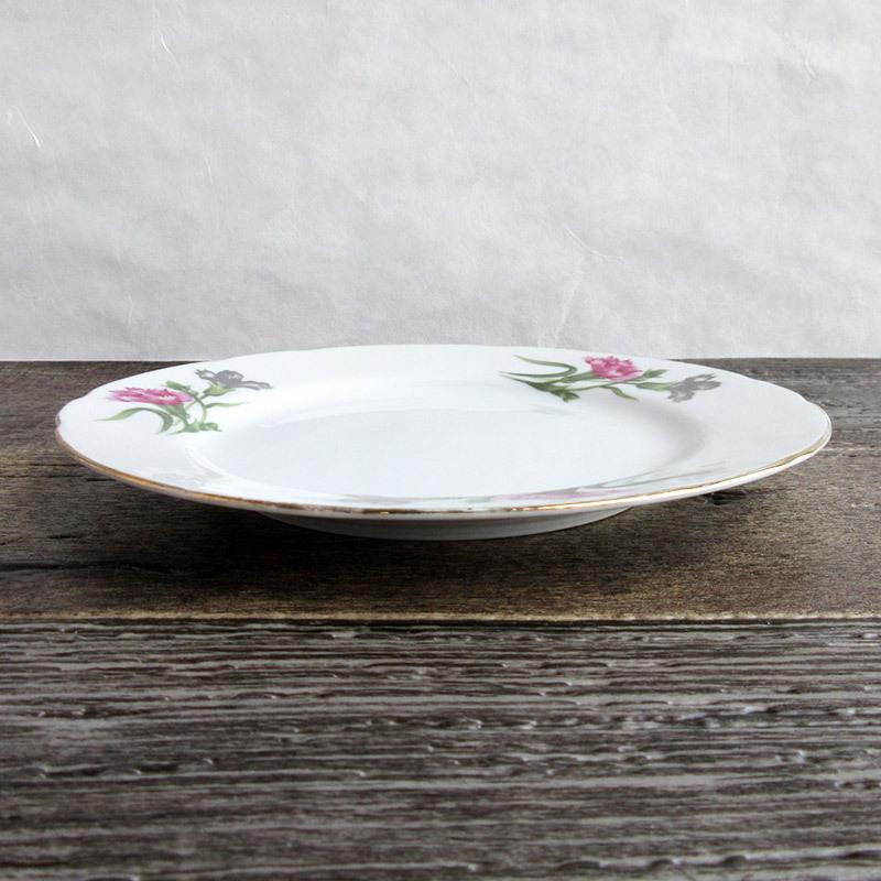 プレート 洋食器 ケーキ皿 丸皿 昭和レトロ 花型 平皿 母の日 花柄 金